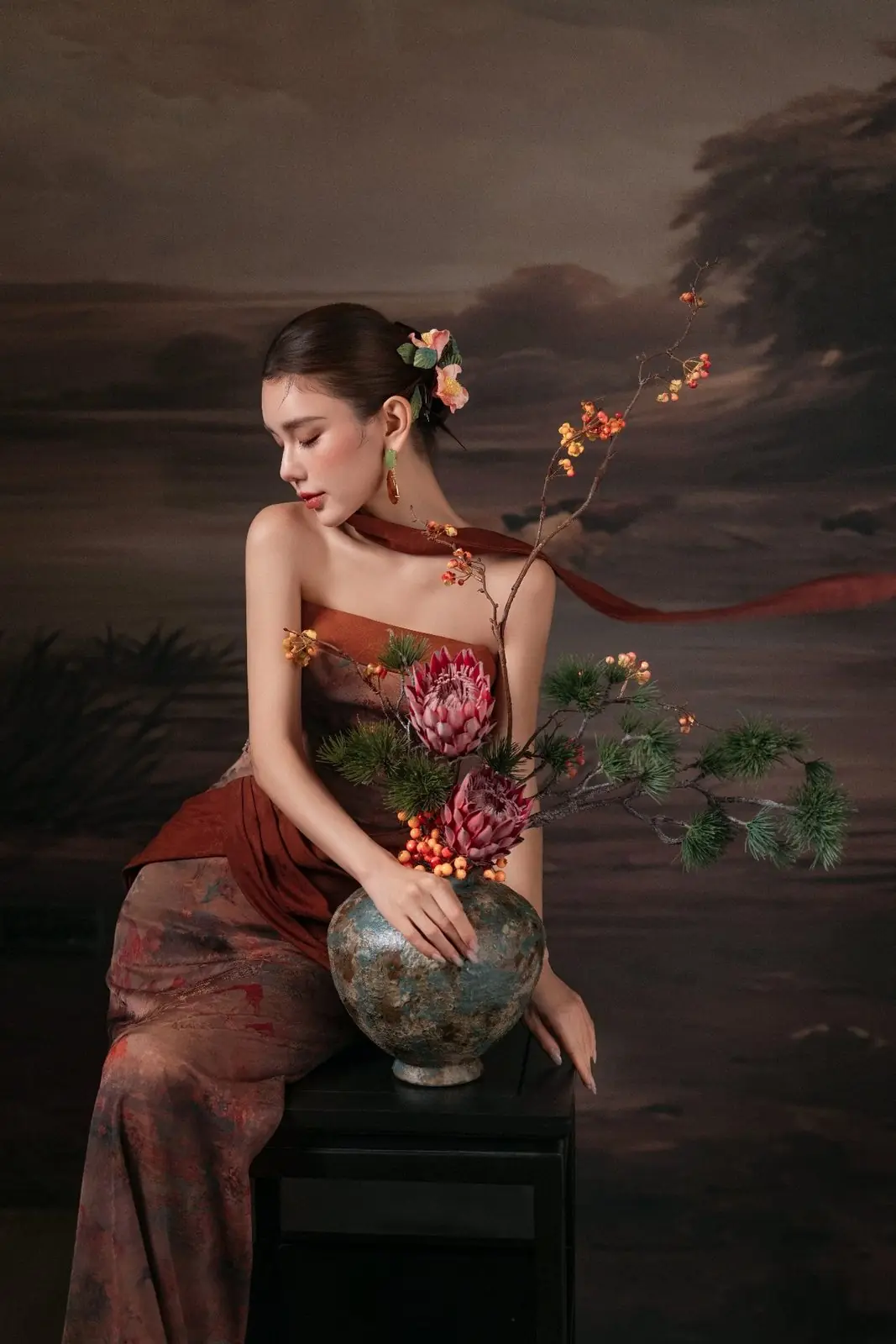 引力片场样片：深庭凝遇：帝王花花器全景新娘